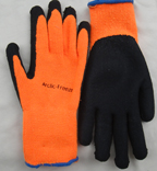ARCTIC-OR. 10 Gauge hivis orange ,fleece line, black micro-foam, latex palm. S-XL. PRICE PER DOZEN.