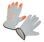 CR8465HV. Goatskin grain glove,ANSI A5, orange fingtips. PRICE PER PAIR.