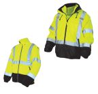 WINTER APPAREL Hi Vis Green 8 In 1 Waterproof Bomber Jacket. Sizes M-5XL. PRICE EACH