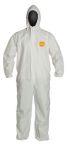 DUPONT PROSHIELD NEXGEN COVERALLS Serged seams, hood, zipper, elastic wrists and ankles.