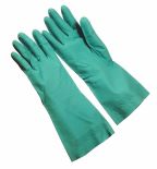 NU22  Green nitrile unlined gloves,22 mil 18inch long. SIZE:7,8, 9, 10, 11. price per dozen.