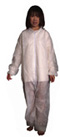 PP25CO. WHITE POLYPROPYLENE, COVERALL WITH COLLAR & ZIP FRONT, ELASTIC WRIST. S - 4XL. PRICE PER CAS