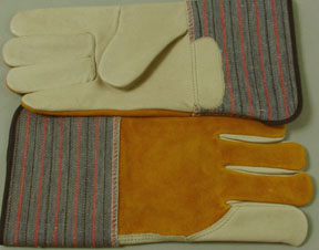 COW GRAIN PALM, FULL SPLIT LEATHER BACK, 4.5" RUBBERIZED CUFF. S-XL. PRICE PER DOZEN