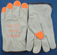 6364HVFTLO. Unlined Pigskin Grain,  keystone thumb, hivis fingertips, logo, S-XXL.PRICE PER DOZEN.