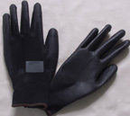 BPU4. Polyurethane Coated Glove, Black PU, palm coated, black nylon knit. XS-XXL. PRICE PER DOZEN..