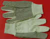 C8608PD. 8 OZ CANVAS COTTON GLOVE, WITH POLKA DOTS ON PALM, KNIT WRIST, MEN'S. PRICE PER DOZEN.