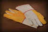 G318G. THREE FINGER CANVAS BACK DOUBLE PALM, GOLD CHORE STYLE, 4.5" PE GAUNTLET. PRICE PER DOZEN.