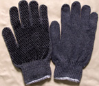 G600D. Coated COTTON Strings Medium weight, grey knit, PVC dots on one side. S, L. PRICE PER DOZEN.