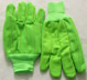 GC020-TC. FLUORESCENT GREEN, COTTON/POLUYESTER CORDUROY, KNIT WRIST. PRICE PER DOZEN.