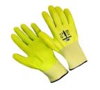 CUT RESISTANT KNIT HPPE Hi-Vi green cut 5 foam nitrile glove. Sizes S-3XL PRICE PER DOZEN