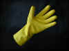 LY17. YELLOW LATEX, FLOCK LINED, PINKED CUFF. S - XL. PRICE PER DOZEN.