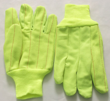 YC020-TC. FLUORESCENT YELLOW, COTTON/POLUYESTER CORDUROY, KNIT WRIST. PRICE PER DOZEN.